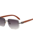 Women's Wooden Rimless Sunglasses