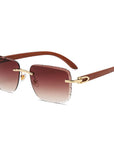 Women's Wooden Rimless Sunglasses