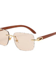 Women's Wooden Rimless Sunglasses