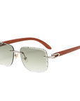 Women's Wooden Rimless Sunglasses