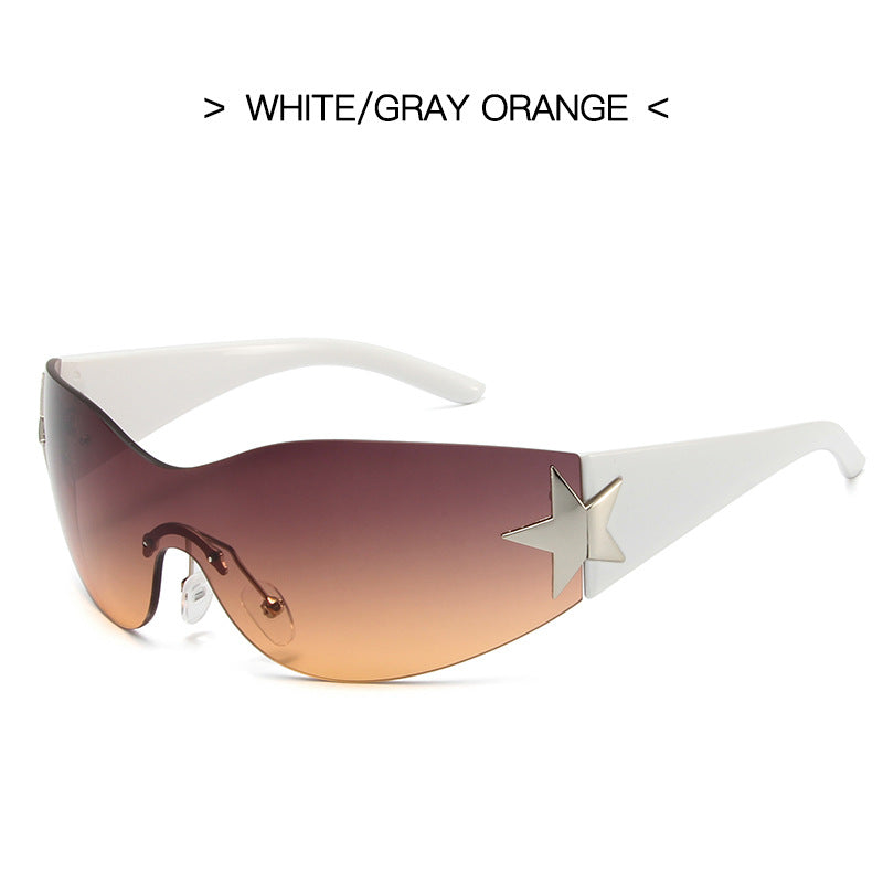Y2K Rimless Pentagram Sunglasses 915