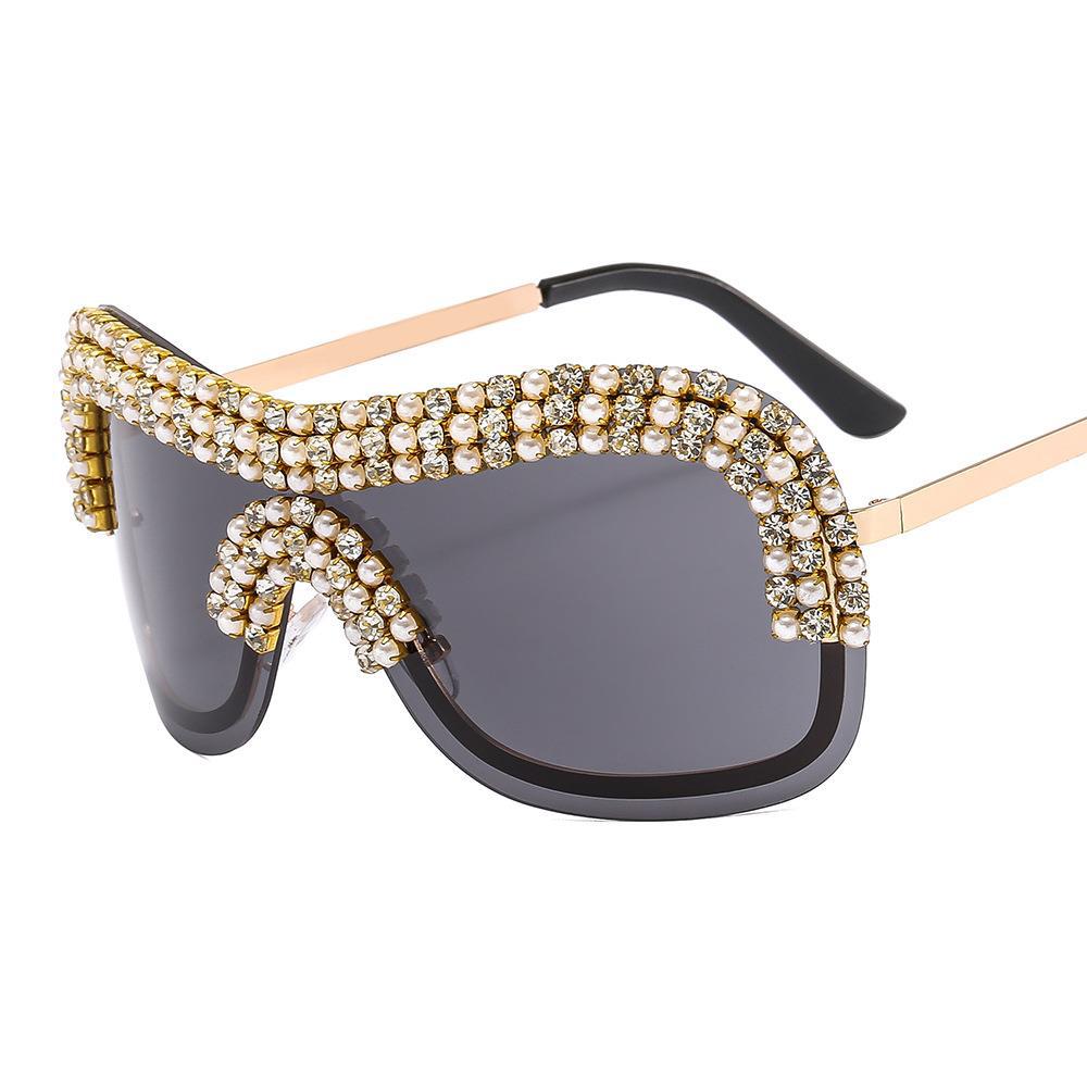 Metal Diamond-Studded Sunglasses