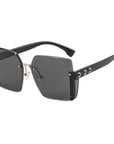 Womens Big Frame Rimless Rectangle Sunglasses