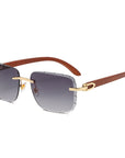 Women's Wooden Rimless Sunglasses