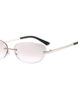 Metal Rimless Oval Sunglasses