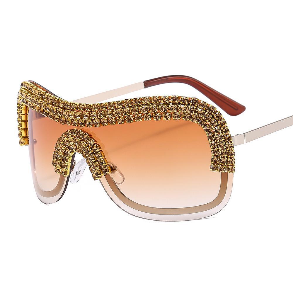 Metal Diamond-Studded Sunglasses