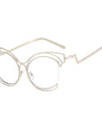 Folding Curved Legs Cat's Eye Skeleton Optical Glasses