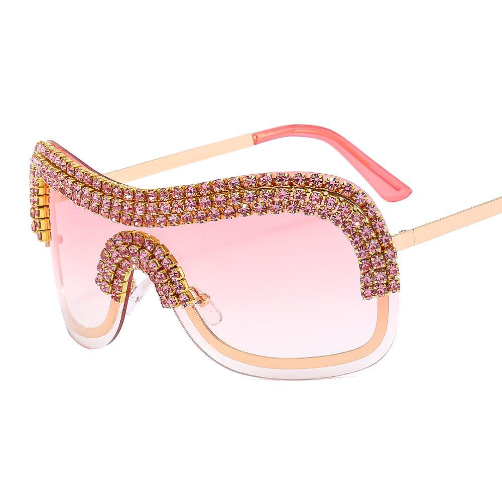 Metal Diamond-Studded Sunglasses