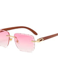 Women's Wooden Rimless Sunglasses
