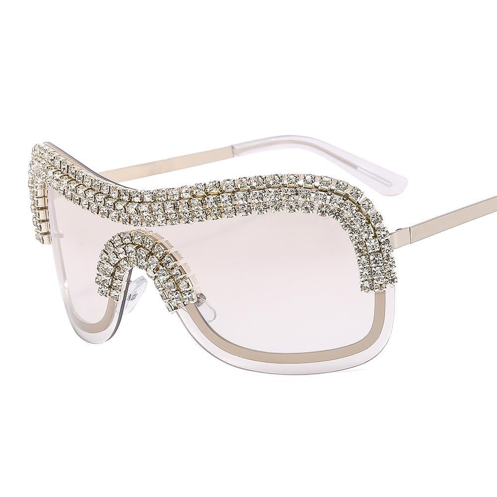 Metal Diamond-Studded Sunglasses