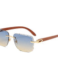 Women's Wooden Rimless Sunglasses