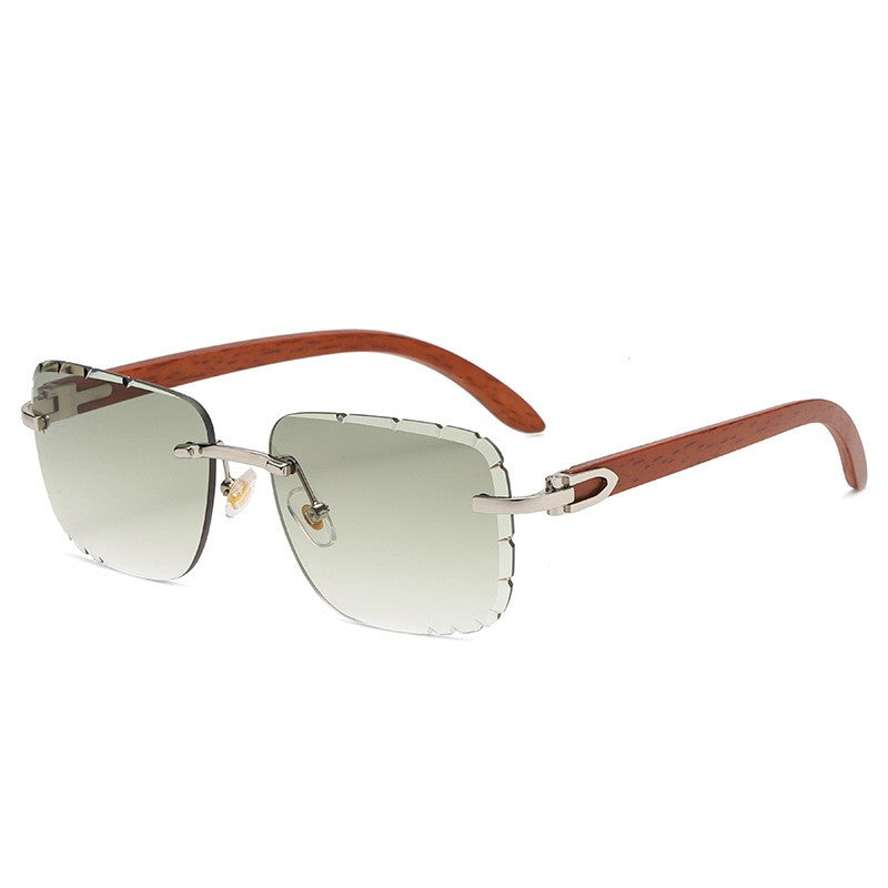 Women's Wooden Rimless Sunglasses