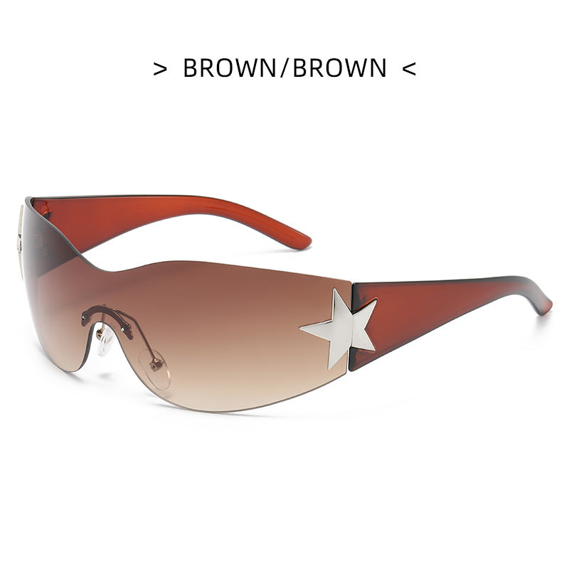 Y2K Rimless Pentagram Sunglasses 915