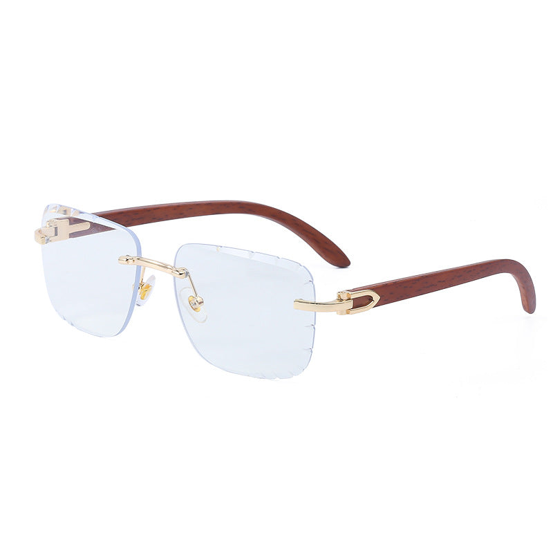 Women's Wooden Rimless Sunglasses