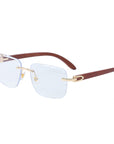 Women's Wooden Rimless Sunglasses