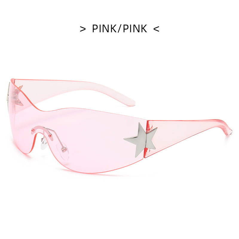 Y2K Rimless Pentagram Sunglasses 915