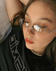 Metal Rimless Oval Sunglasses