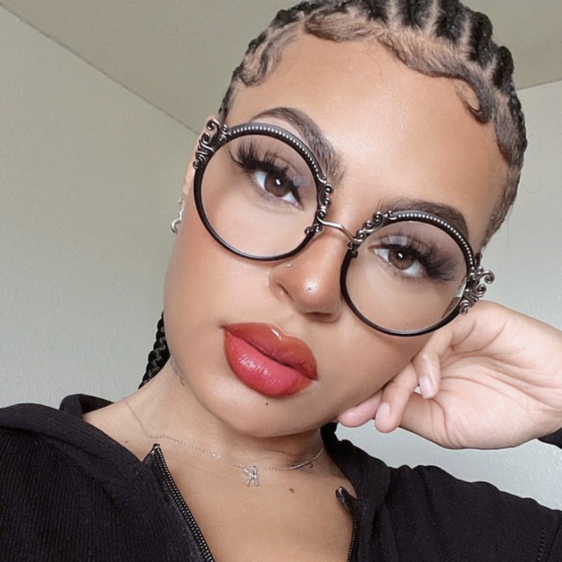 Metal Round Sculpted Anti-blue Light Glasses