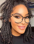 Folding Curved Legs Cat's Eye Skeleton Optical Glasses